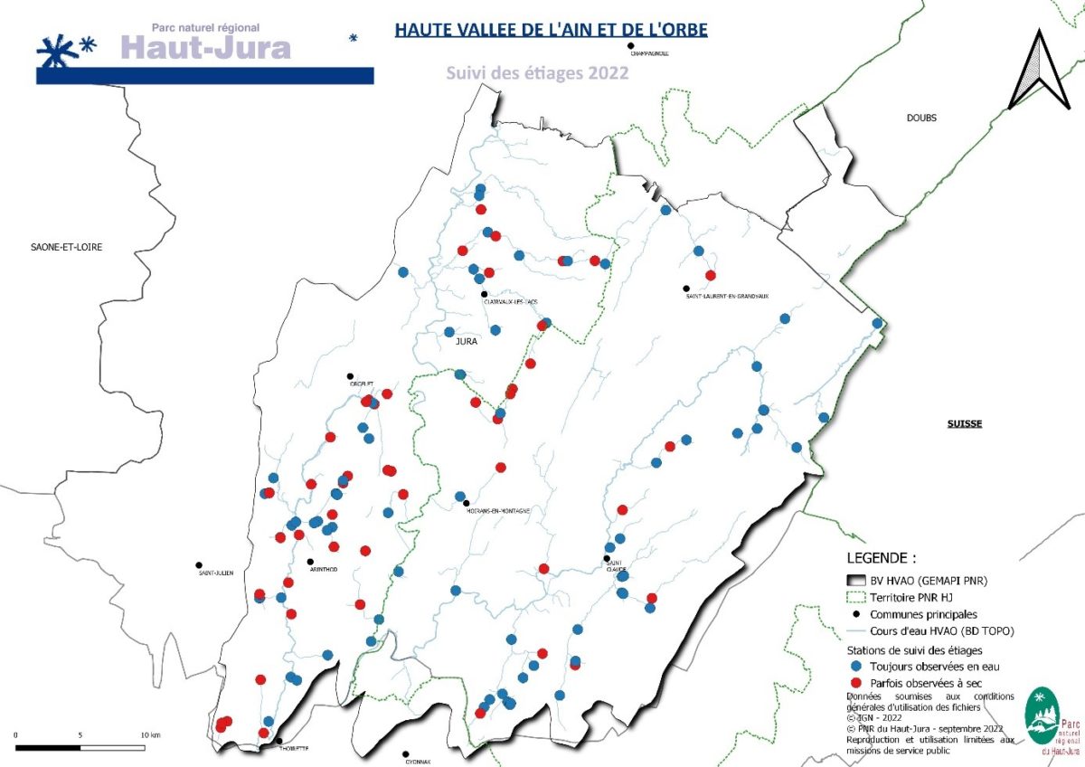 Stations de suivi des étiages Haute vallée de l'Ain et de l'Orbe